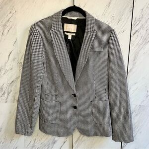 Banana Republic Houndstooth Plaid Italian Button Blazer SZ 12